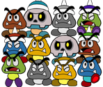 Goombas and Spiked Goombas (Paper Mario: Color Splash-Style) - Mario Customs