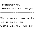 Super Game Boy Error Message - Pokémon Puzzle Challenge
