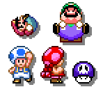Mario, Luigi, Toad & Toadette (SMW-Style, Expanded) - Mario Customs