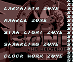 Level Select Menu - Sonic the Hedgehog (Prototype)