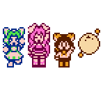 Dejiko, Rabi-en-Rose, Puchiko, and Gema (Super Mario Bros. 2 NES-Style) - Di Gi Charat Customs