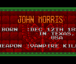Character Select - Castlevania: Bloodlines (Prototype)