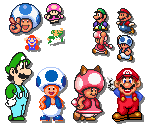 Mario, Luigi, Toad and Toadette (SMB1, SMB3, SMW, SMAS-Style, Expanded) - Mario Customs