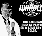 Game Boy Error Message - Madden NFL 2002
