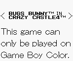 Game Boy Error Message - Bugs Bunny Crazy Castle 4