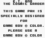 Game Boy Error Message - E.T. the Extra-Terrestrial and the Cosmic Garden