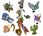 World Map Area B / South Desert / South Desert Cave Enemies - Arabian Nights: Sabaku no Seirei Ou (JPN)