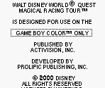 Game Boy Error Message - Walt Disney World Quest: Magical Racing Tour