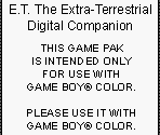 Game Boy Error Message - E.T. The Extra-Terrestrial: Digital Companion