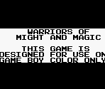 Game Boy Error Message - Warriors of Might and Magic