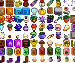 Harvested Crops, Seed Packets, Minerals, Food, Equipment & Misc. Objects - Stardew Valley