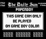 Game Boy Error Message - Paperboy (GBC)