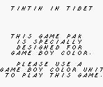 Game Boy Error Message - Tintin in Tibet