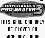 Game Boy Error Message - Tony Hawk's Pro Skater 3