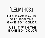 Game Boy Error Message - Lemmings (GBC)
