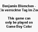 Game Boy Error Message - Benjamin Blumchen: Ein verruckter Tag Im Zoo (GER)