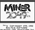 Title Screen & Player Mode Select Screen - Miner 2049er (GB)
