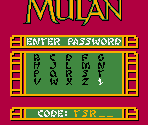 Main Menu, Options Menu & Password Screen - Mulan