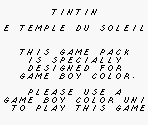 Game Boy Error Message - Tintin: Prisoners of the Sun