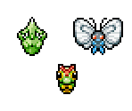Caterpie, Metapod & Butterfree - Pokémon Mystery Dungeon: Explorers of Time / Darkness