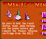 Pause Menu - Maniac Mansion (USA)