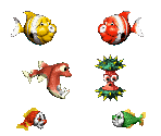 Aquatic Enemies - Donkey Kong Country 3: Dixie Kong's Double Trouble