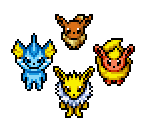 Eevee, Vaporeon, Jolteon & Flareon - Pokémon Mystery Dungeon: Red Rescue Team