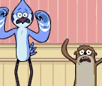 Continue Screen - Regular Show: Mordecai and Rigby in 8-Bit Land